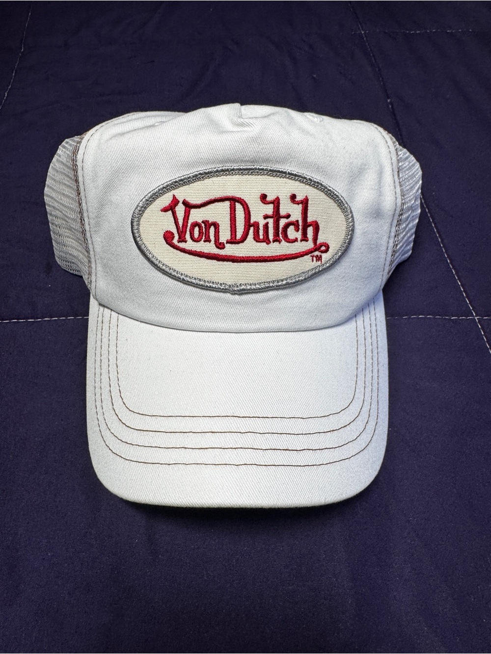 Von Dutch White Cap with Red Logo Patch NWT